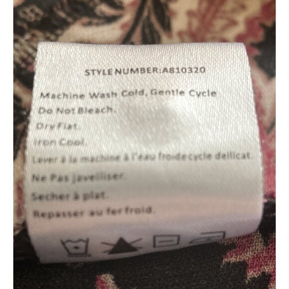 One September Jumpsuit XL Wide Leg Wrap Bodice Embroidered Black Burgundy Resort - Picture 12 of 12